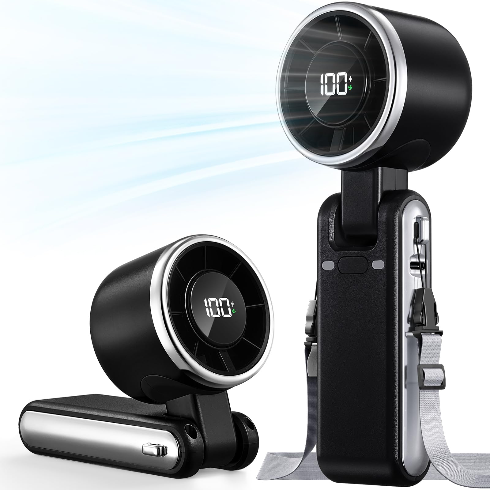 Bearwind Portable Handheld Turbo Fan - 5 Gear High Speed 4000mAh Rechargeable Mini Personal Hand