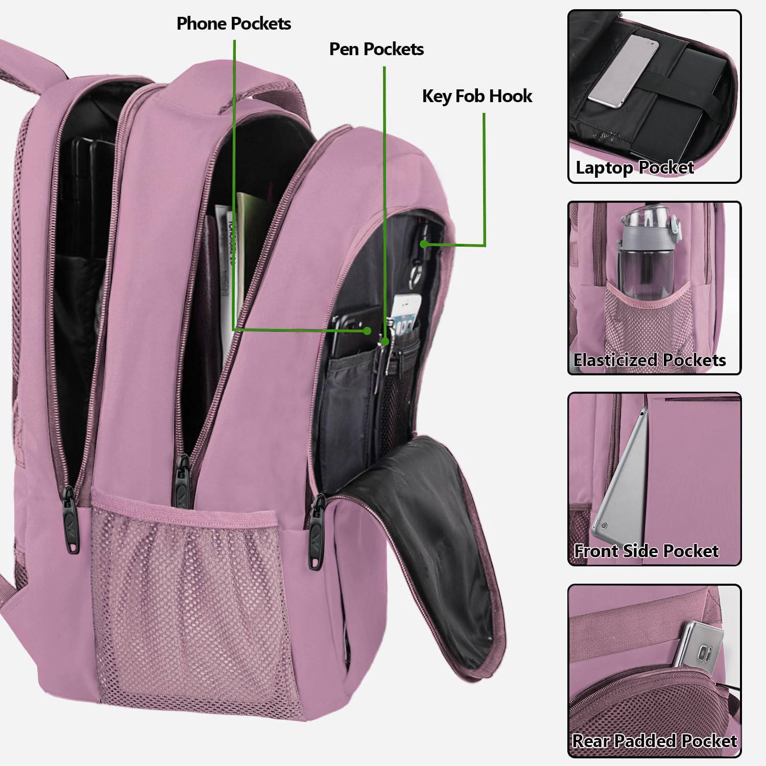 MATEIN Travel Laptop Backpack, Business Anti Theft Slim Sturdy Laptops Backpack with USB Charging