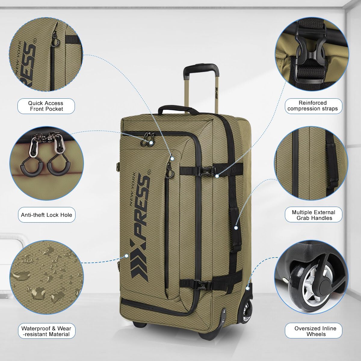 30'' Expandable Rolling Duffle Bag with Wheels,Expandable For Up to 15% More Space,Rolling Duffle