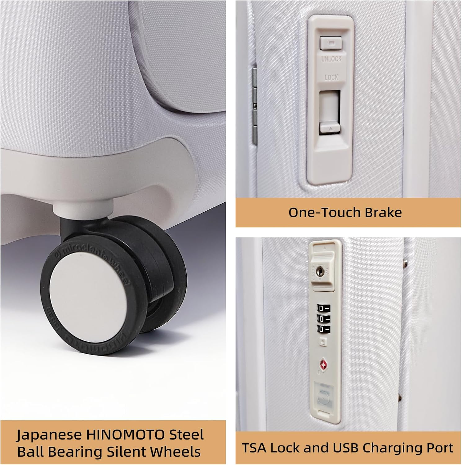 Hang Safe Checked Luggage 24 inch,PC Hard Shell Lightweight Zipperless Suitcases,360° Spinner