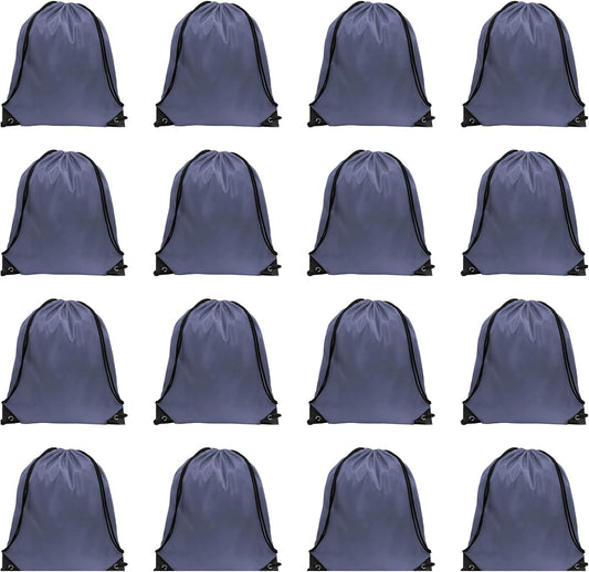 GoodtoU Drawstring Bags - Nylon Gym Bags with Cinch Sack for Sport, Travel, Team (Grey, 16Pcs)