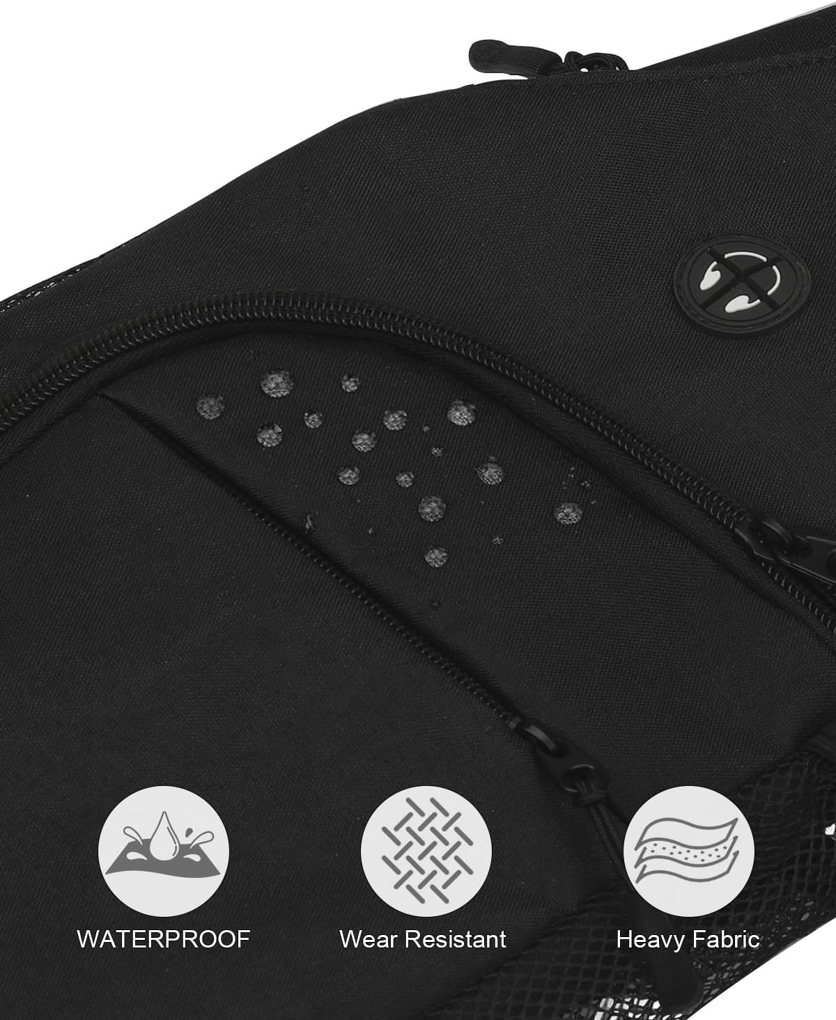 Crossbody Bags for Women Man Waterproof Sling Bag Backpack Trendy Casual Cross Body Bag with Convertible Shoulder Strap Chest Bag for Camping Hiking Travel Essentials (Black, Large)