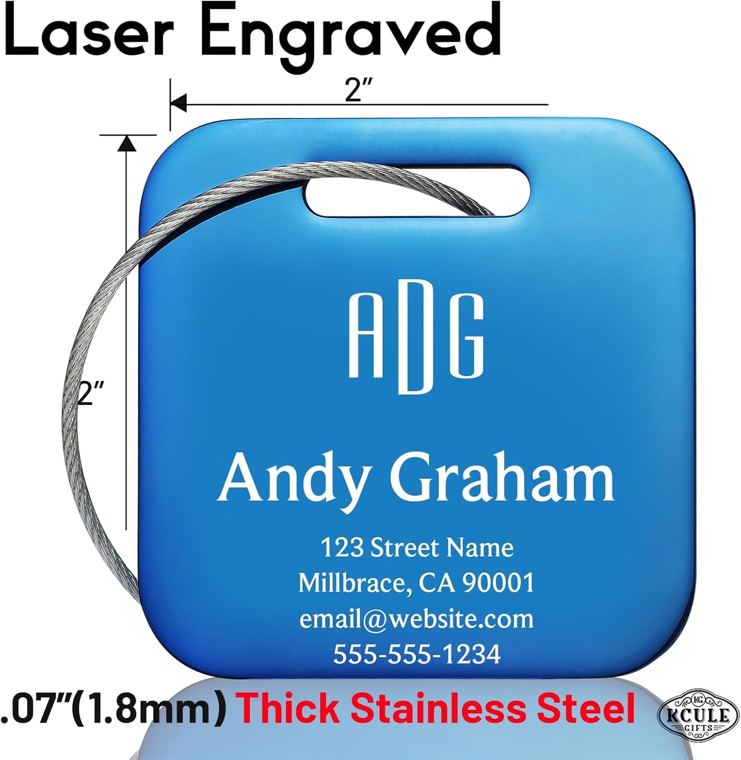 Personalized Luggage Tags for Suitcases - Stainless Steel Custom Luggage Tags for Backpacks & Bags