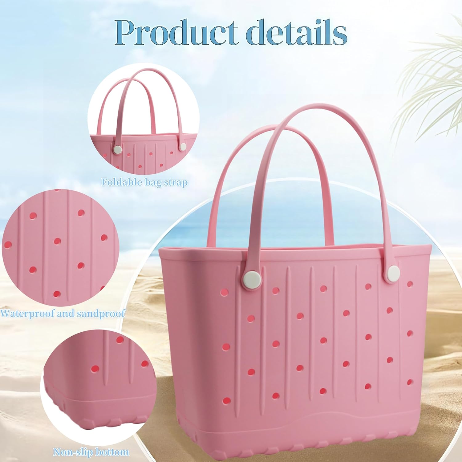 CXY Rubber Beach Bag EVA Waterproof Tote Bags Washable Sand-proof Travel Handbags for Pool Boat