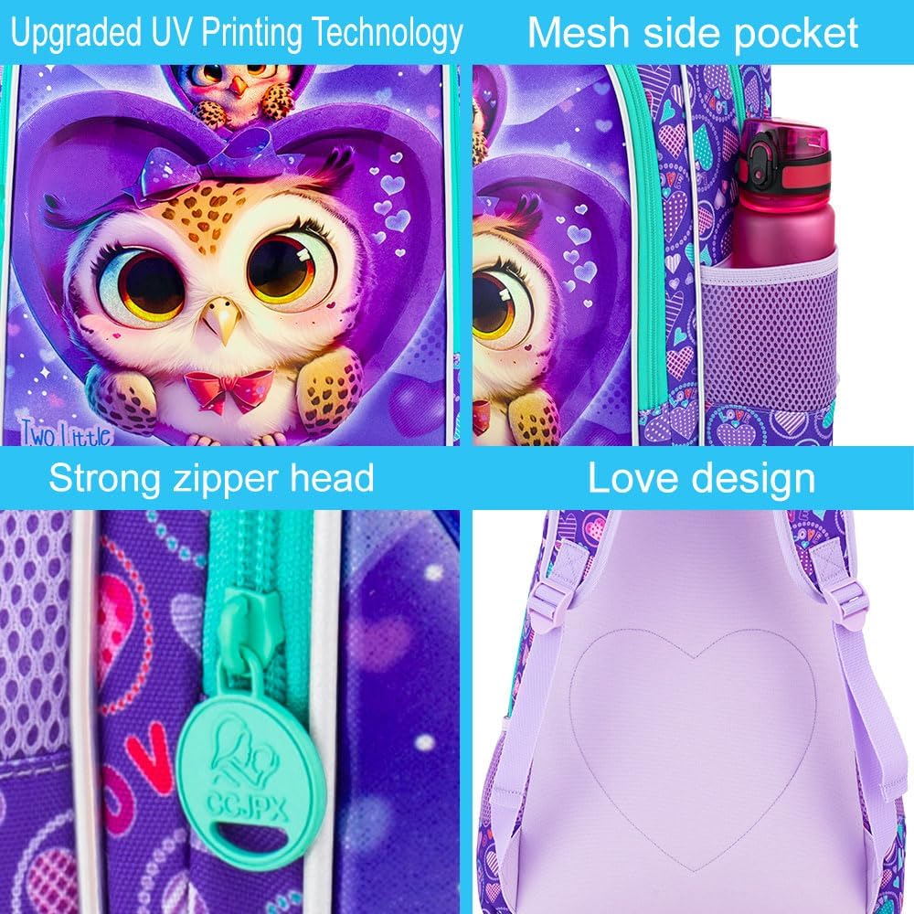 16" Backpack for Girls Boys 4-8, 3Pcs Kids Bookbag Set with Lunch Box, School Bag for Preschool