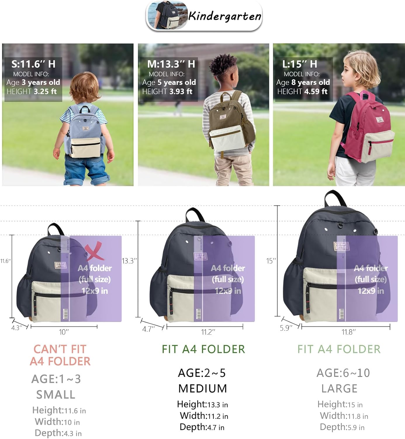Toddler Backpack for Boys 2-5: Preschool Kindergarten 13" Daycare Backpacks Fit A4 Folder