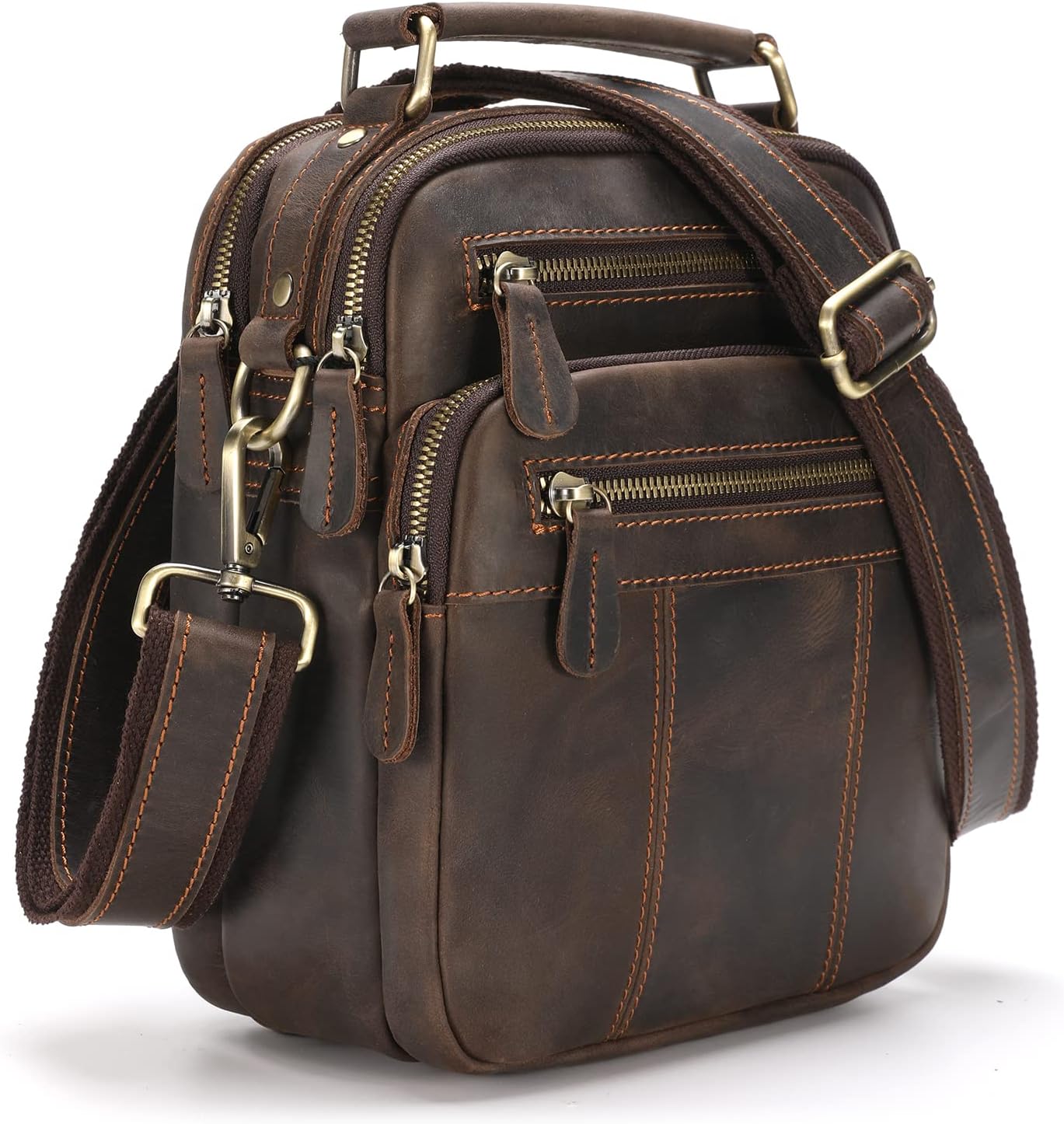 Jack&Chris Leather Messenger Bag for Men, Man Purse Crossbody Bags for Work Business