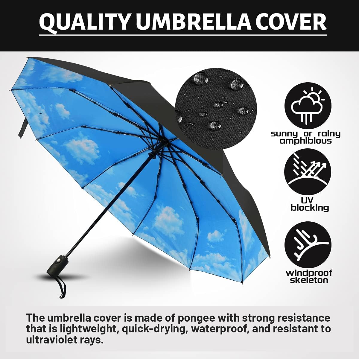 LLanxiry Compact Travel Umbrella, Windproof UV Protection Mini Folding Umbrellas for Rain Small
