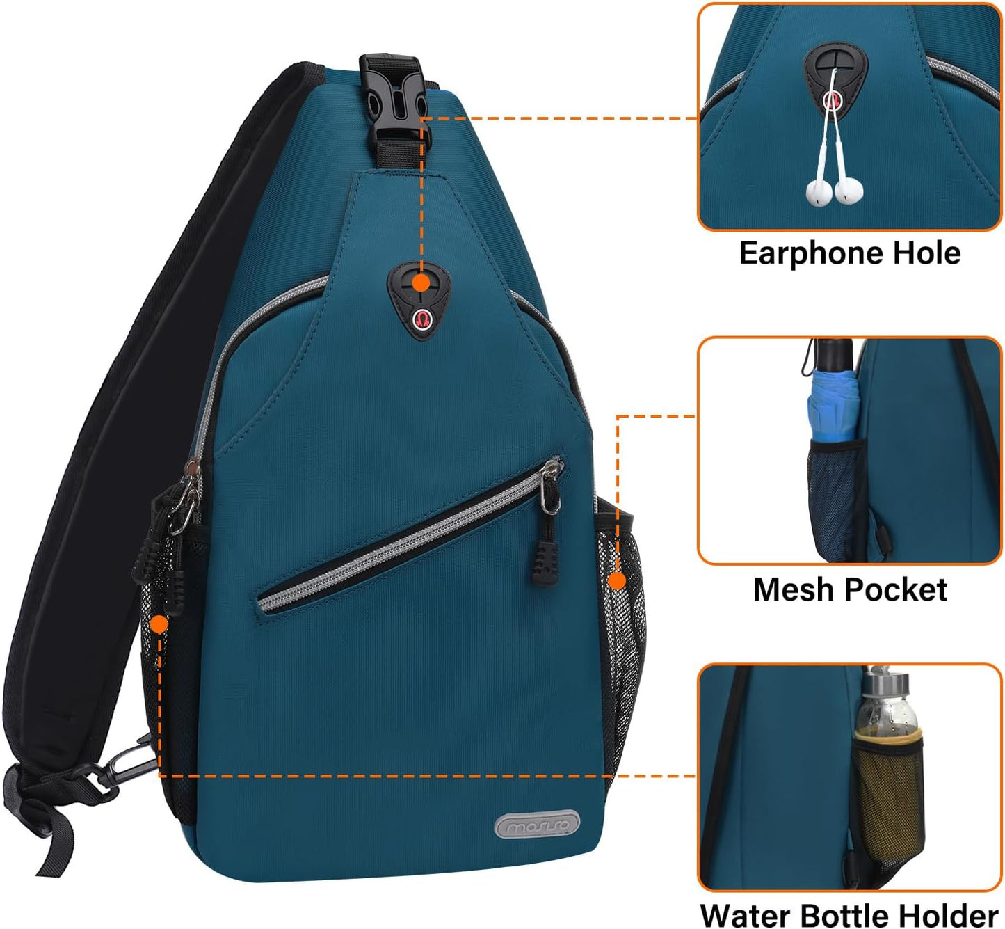 MOSISO Sling Backpack, Multipurpose Crossbody Shoulder Bag Travel Hiking Daypack