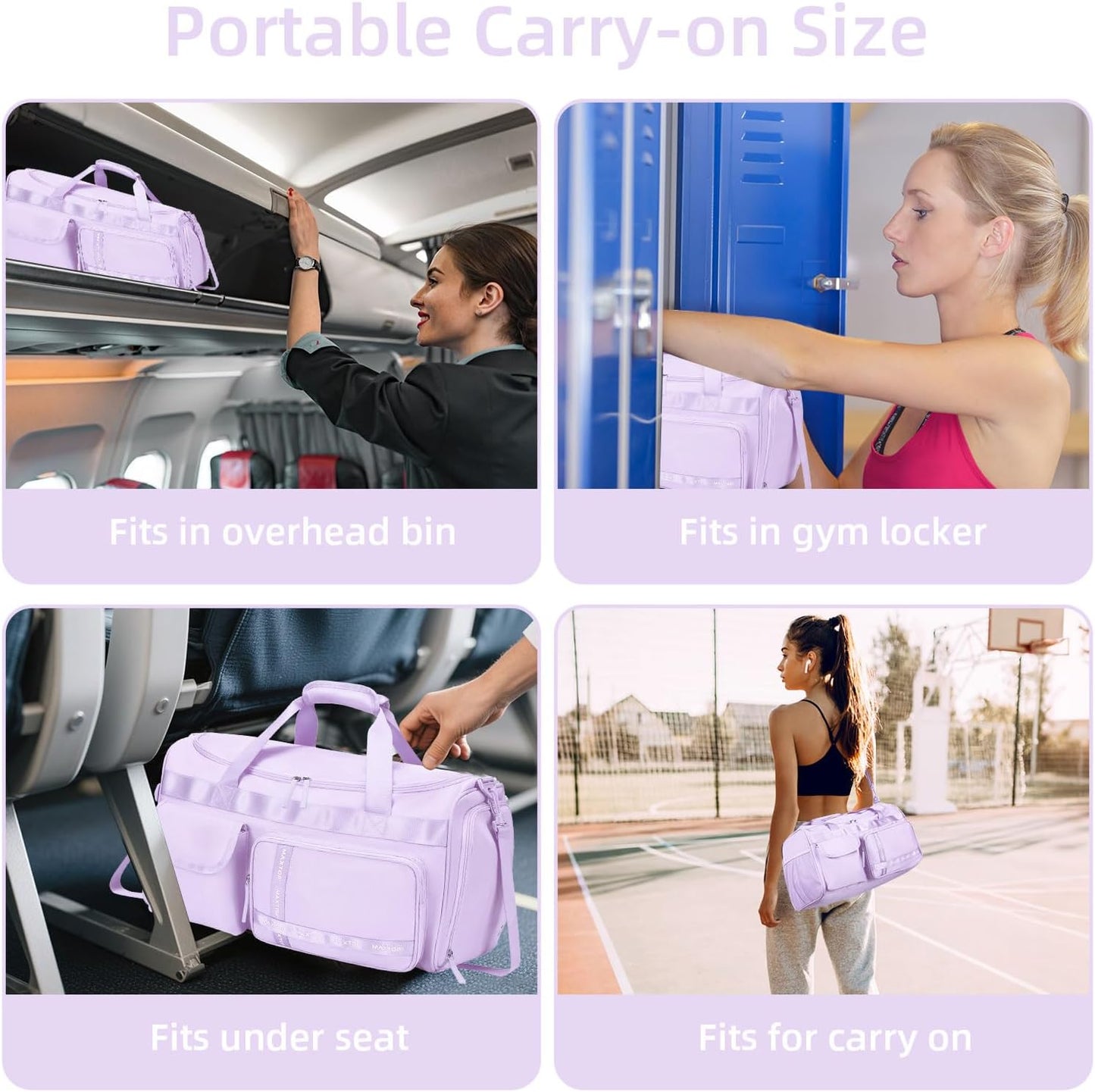 MAXTOP Gym Bag for Women Men Travel Duffle Bag Large Capacity Carry On Weekender Overnight Bag With