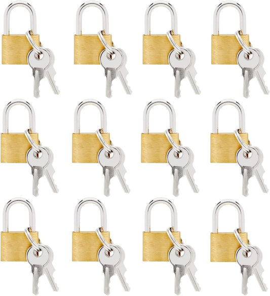 Juvale Luggage Locks with Keys - 12-Pack, 0.7 x 1.2 x 0.25 in, Gold & Silver - TSA Approved Locks for Luggage & Travel Security