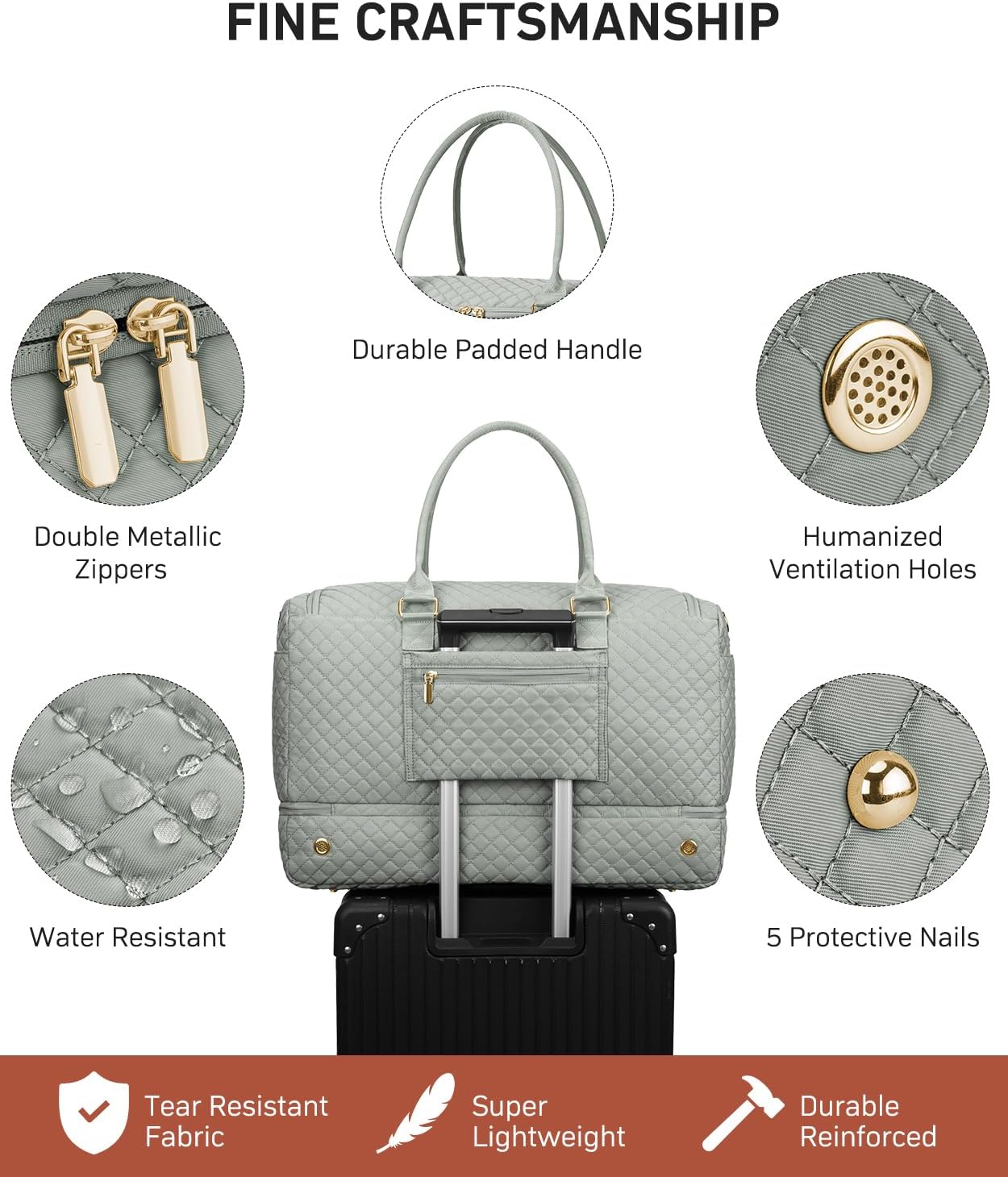 Travel Duffle Bag, Weekender Bags for Women with Shoe Compartment, Overnight Bag with Toiletry Bag, Carry On Duffel Bags For Airplanes, Yoga Gym Duffel Bag, Dark Green