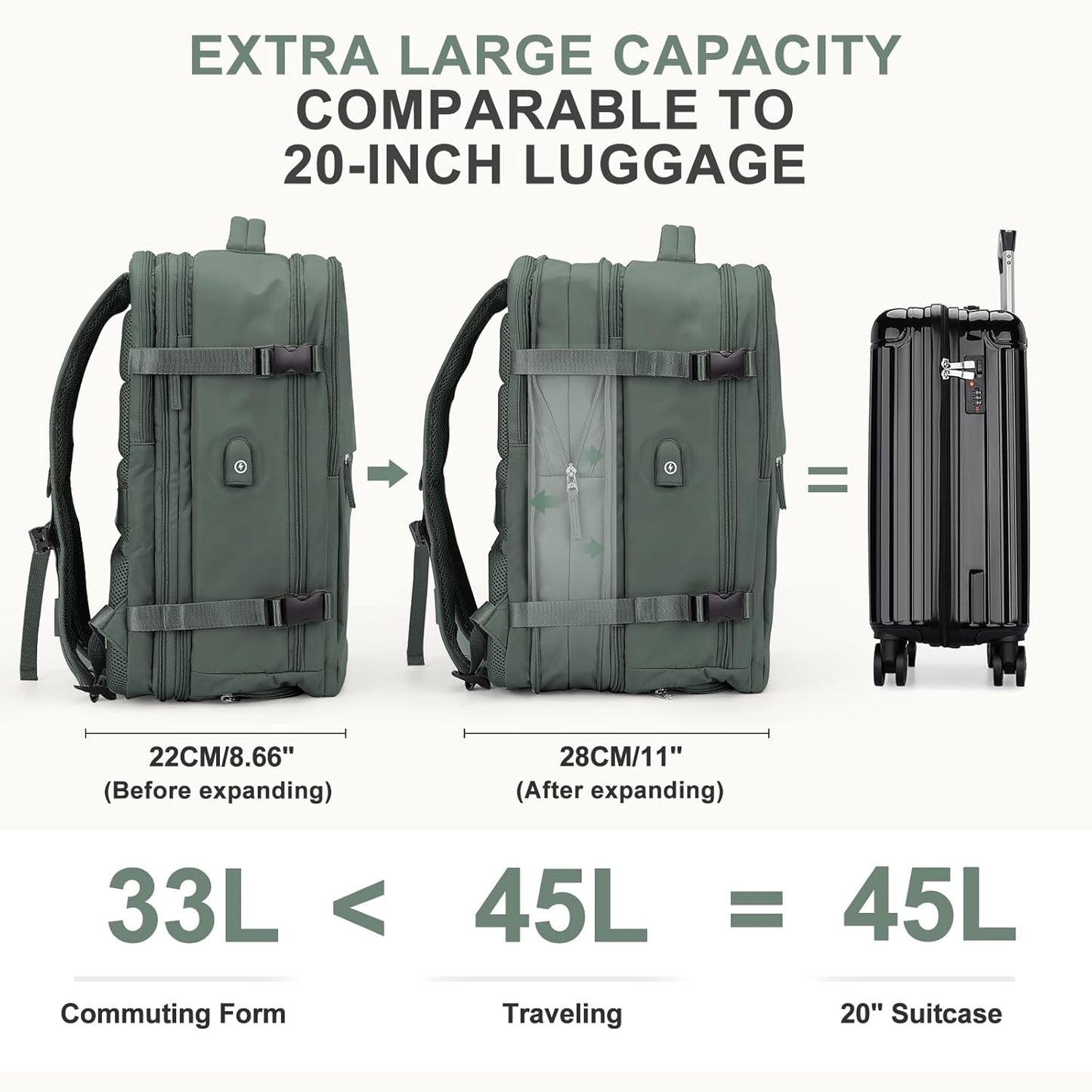 coowoz Large Travel Backpack For Women Men, Carry On Backpack,Hiking Backpack Waterproof Outdoor