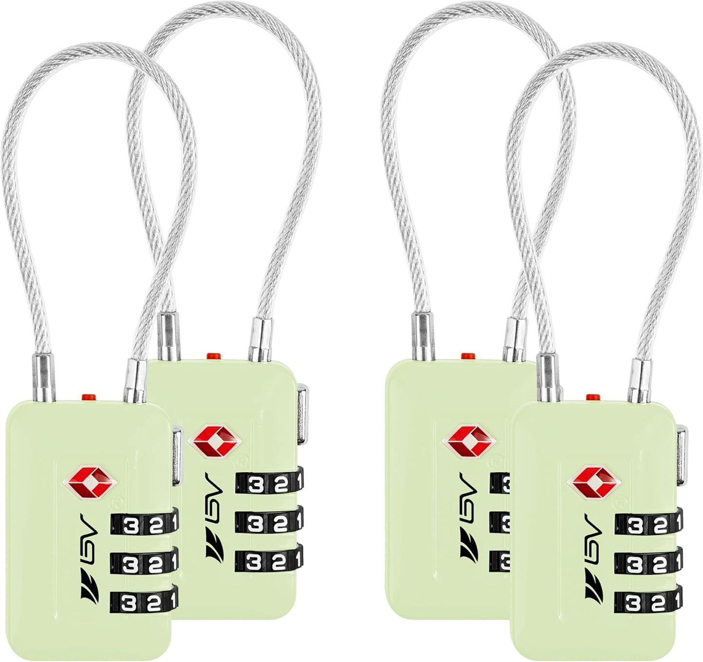 TSA Accepted Luggage Travel Lock, Set-Your-Own Combination Lock for School Gym Locker, Luggage Suitcase Baggage Locks, Filing Cabinets, Toolbox, Case (Mint Green, 4 Pack)