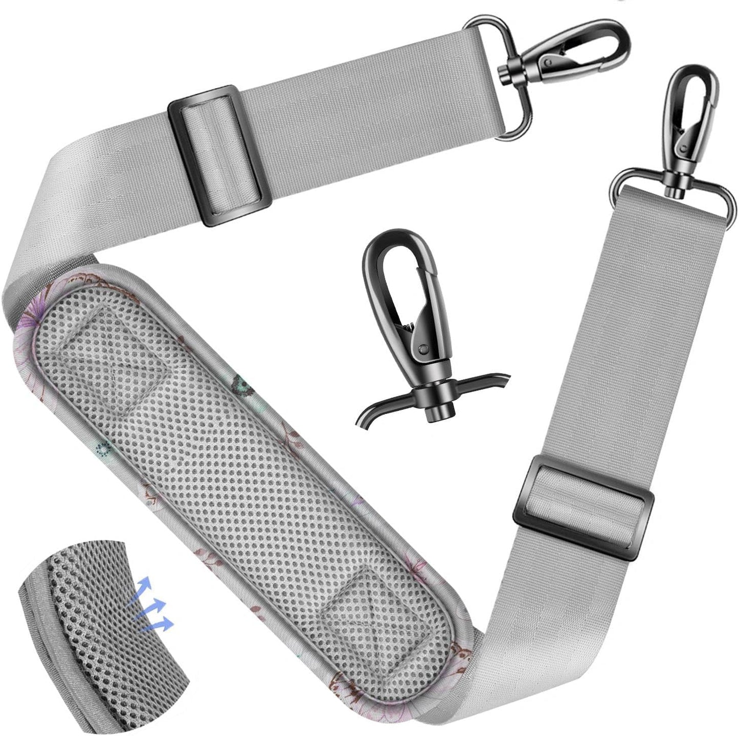 ZINZ Shoulder Strap - 59 Inch Universal Heavy-duty Adjustable Strap with Ultra-thick Fixed Breathable Pad for Laptop, Gym, Camera Bag and More -Butterfly