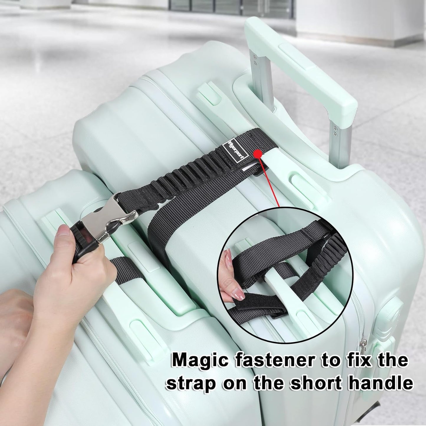 Vigorport Luggage Straps, Metal Luggage Connector Straps for Suitcases, Stretchable Add A Bag Adjustable Attachment Accessories Belts (Black, Large)