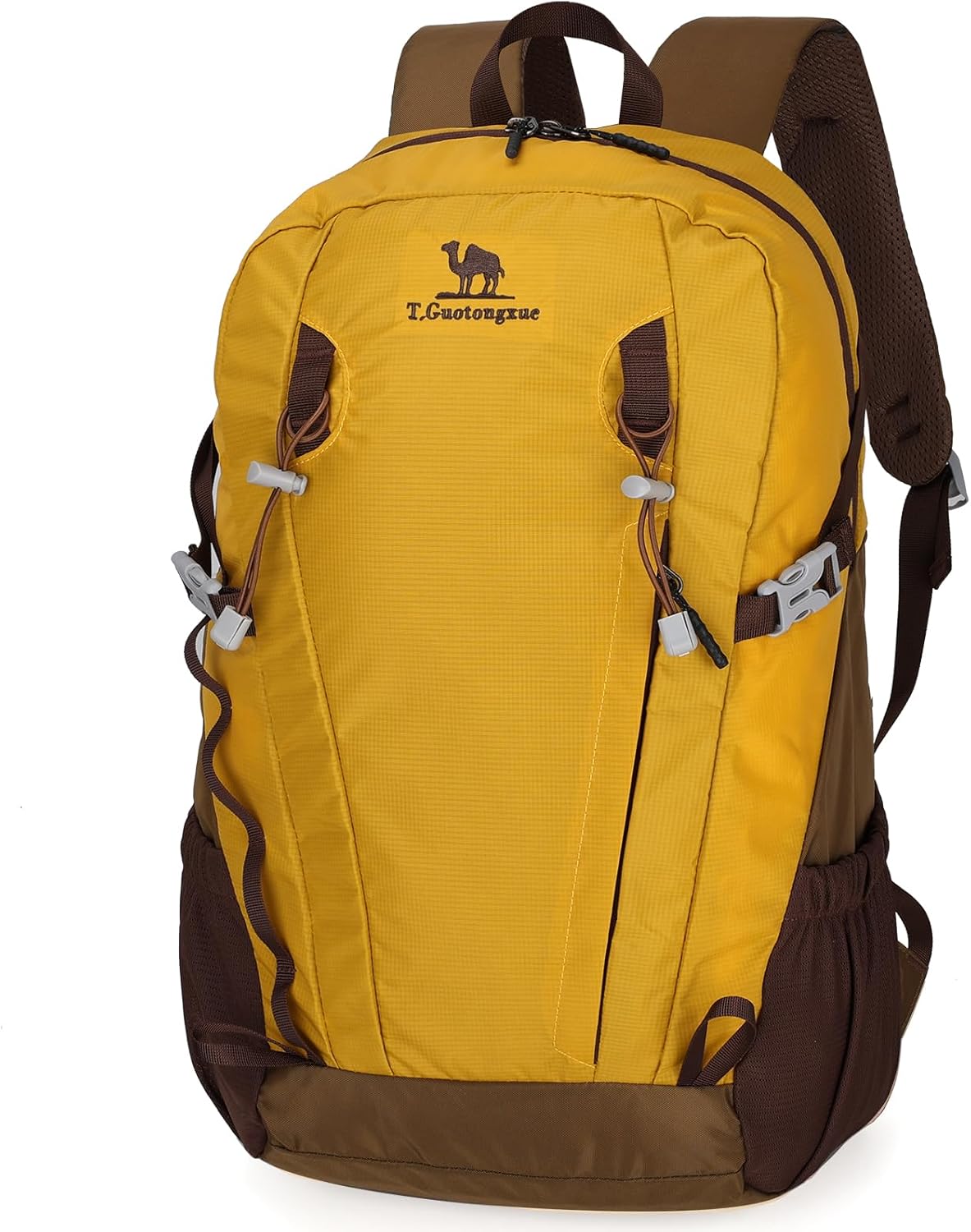 30L Samll Waterproof Hiking Backpack with Chest Strap for Men Women, Lightweight Climbing Daypack, Yellow