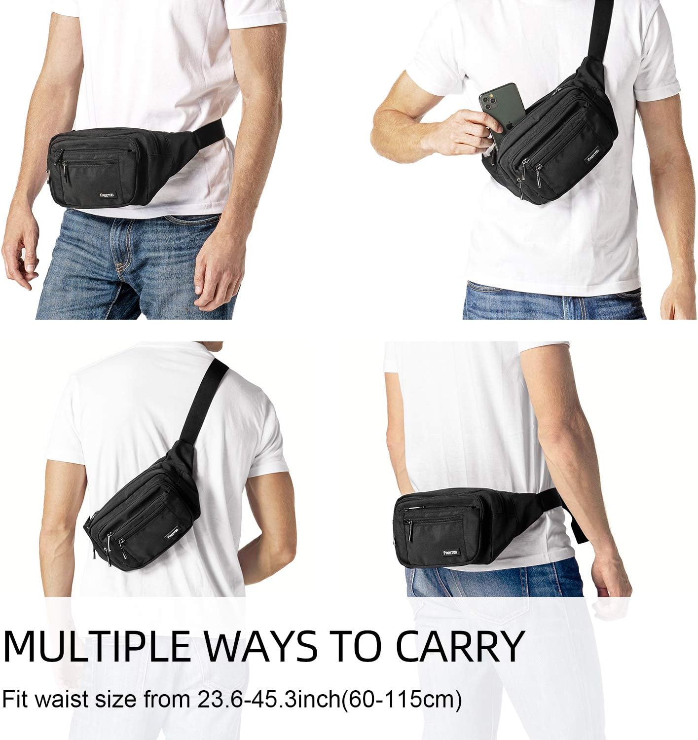 FREETOO Waist Pack Bag Fanny Pack for Men&Women Hip Bum Bag with Adjustable Strap for Outdoors
