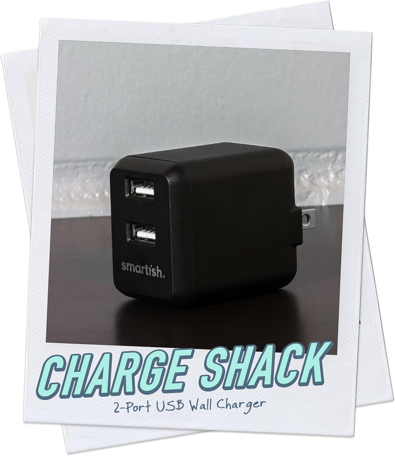 Smartish 2 Port USB Wall Charger - Charge Shack Maximum Speed 4.8 Amp Quick Charger Compatible with iPhone Android and All USB Devices (Silk) - Black