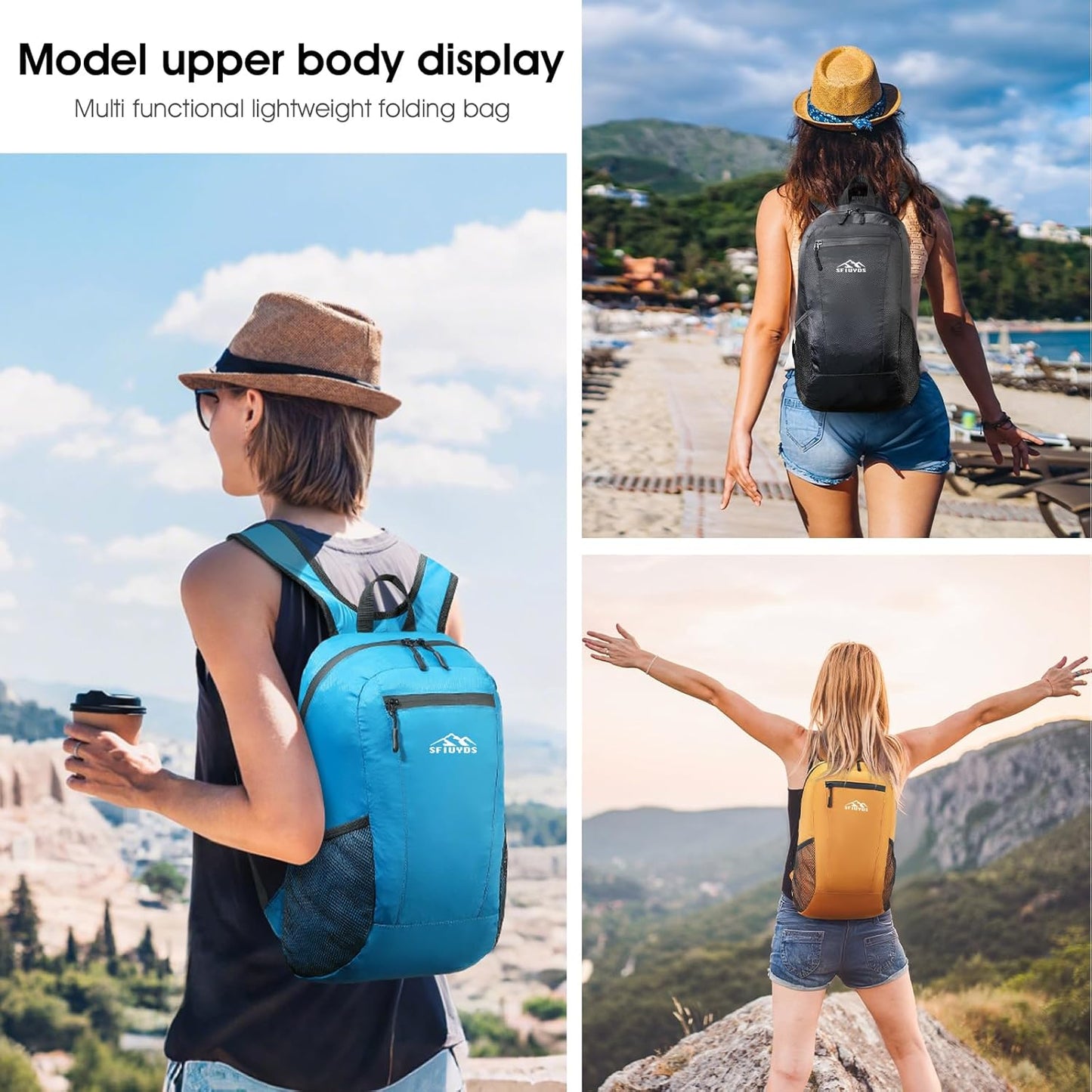 Lightweight Hiking Backpack Small,Waterproof Hiking Daypack,Foldable Backpack for Travel,Ultralight Daypack (Nylon, Grey)