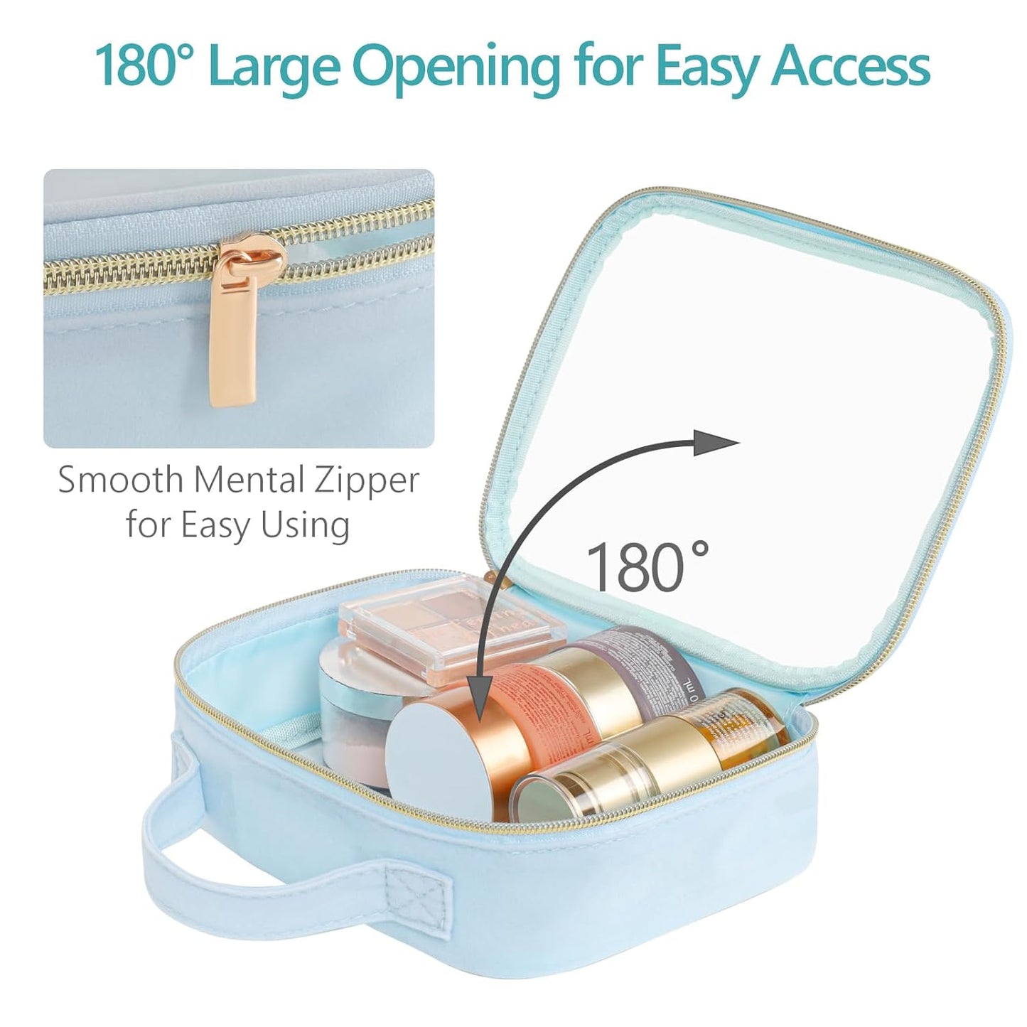 PACKISM Clear Makeup Bag - 3 Pack TSA Approved Toiletry Bag with Handle and 180° Large Opening