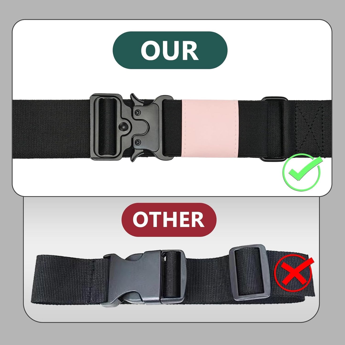 Travel Belt for Luggage, Adjustable Luggage Straps, Add a Bag Luggage Strap for Carry On Bag, Personalized Travel Accessories for Women & Men (Black & Pink)