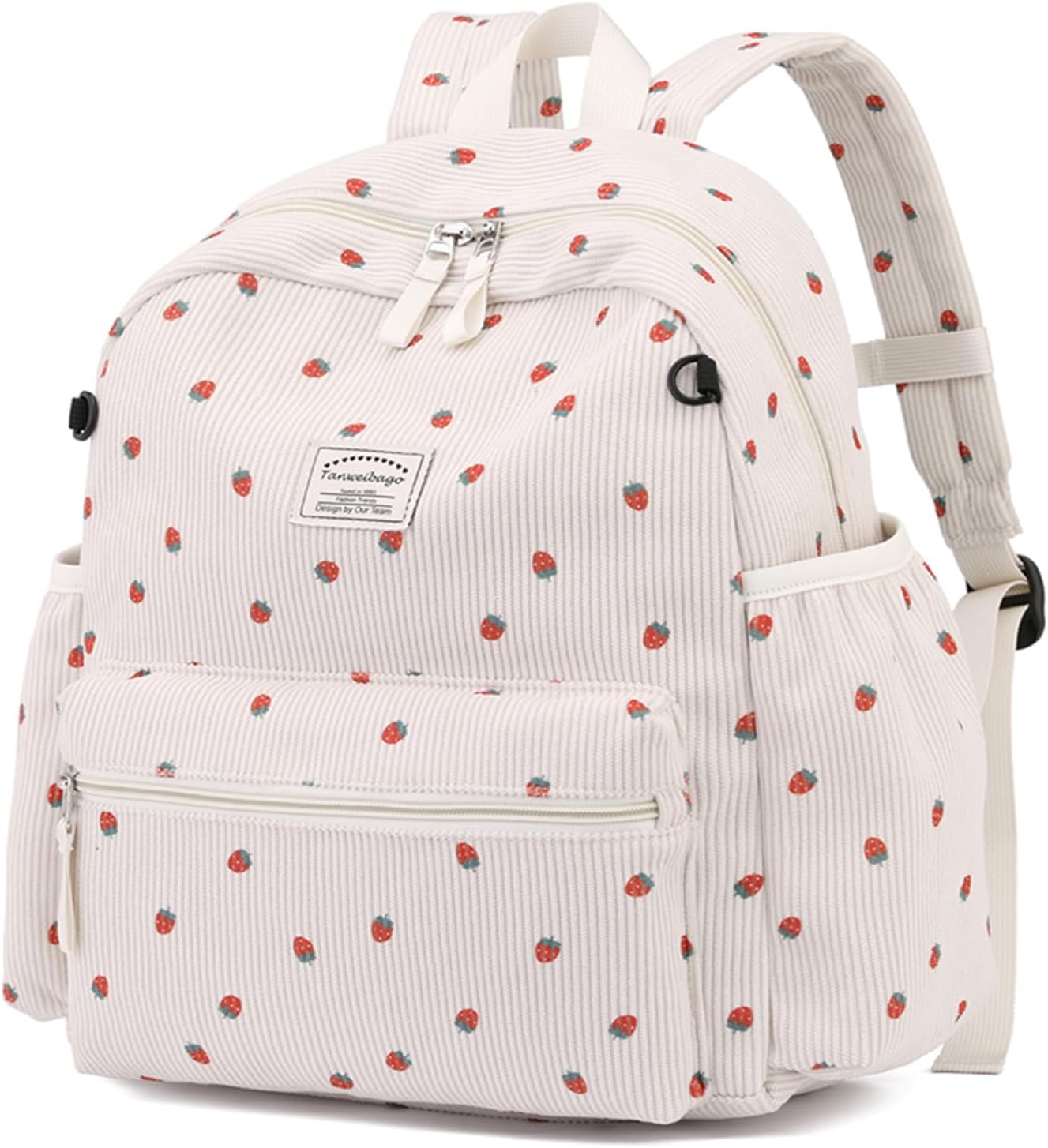 Corduroy Kids Backpack for Boys Girls 2-5 Toddler Backpacks for Primary Elementary Kindergarten (Strawberry Beige, Small (13.7" H Fit A4 Folder))