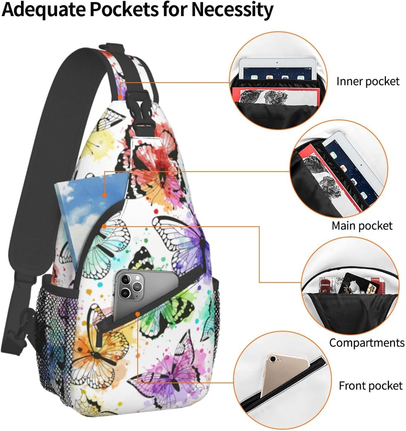 Fashion Chest Sling Bag Crossbody Shoulder Backpack Adjustable Lightweight Travel Hiking Casual Daypack Unisex