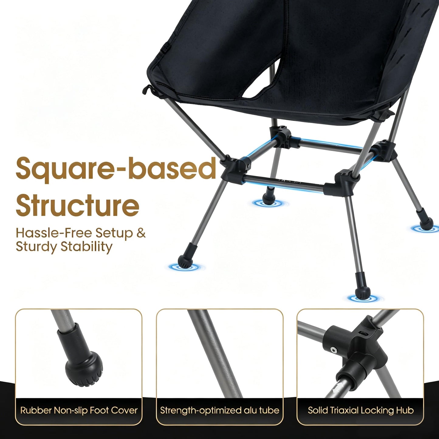 MOON LENCE Portable Camping Chair Plus, Larger & Roomier, Compact and Lightweight, Folding Chair