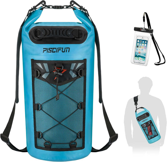 Piscifun Dry Bag, Waterproof Floating Backpack 10L/20L/30L/40L with Waterproof Phone Case for Boating, Kayaking, Fishing