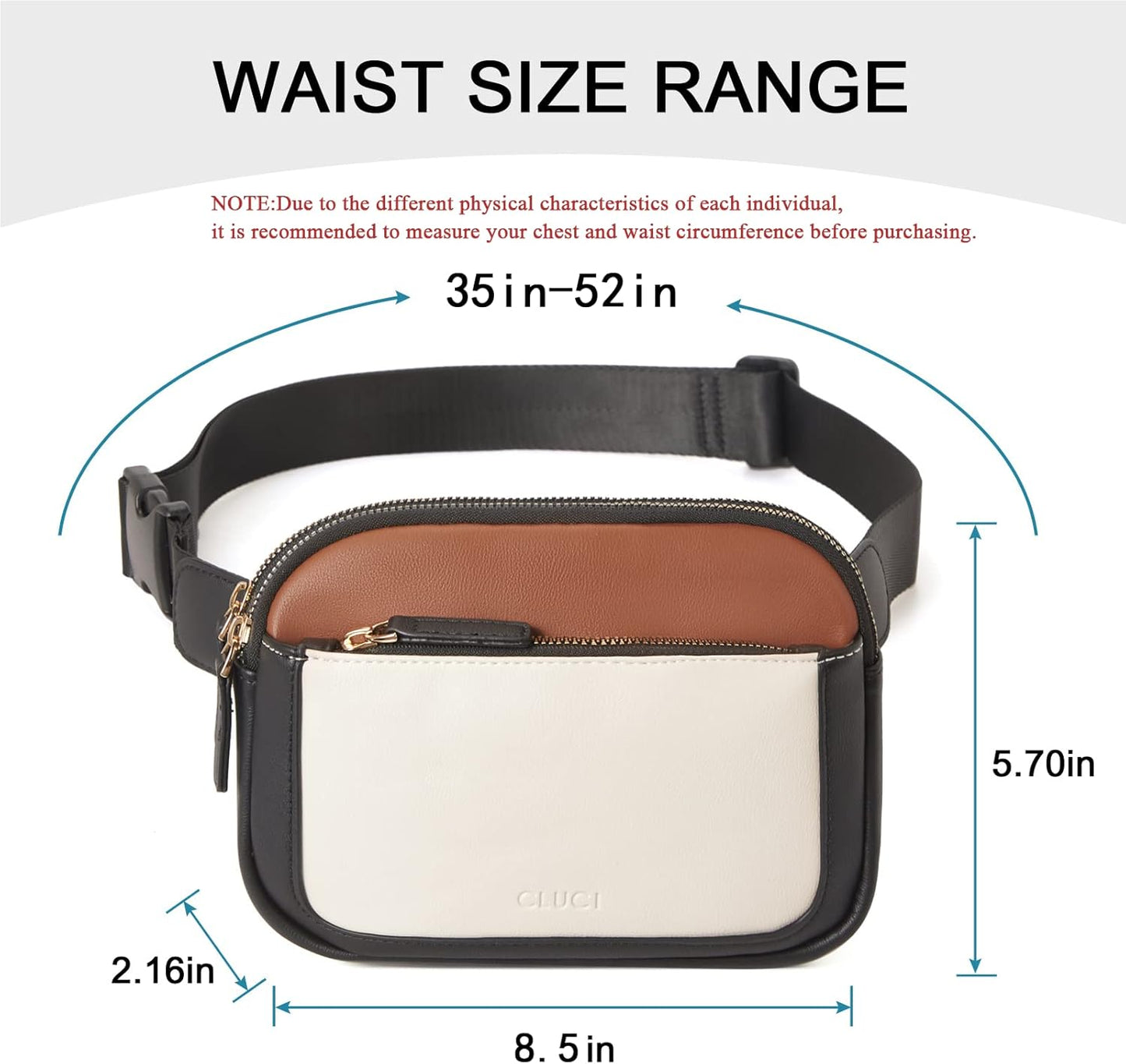 CLUCI Belt Bag for Women, Mini Everywhere Crossbody Waist Bag Adjustable Strap, Vegan Leather Women's Fanny Pack