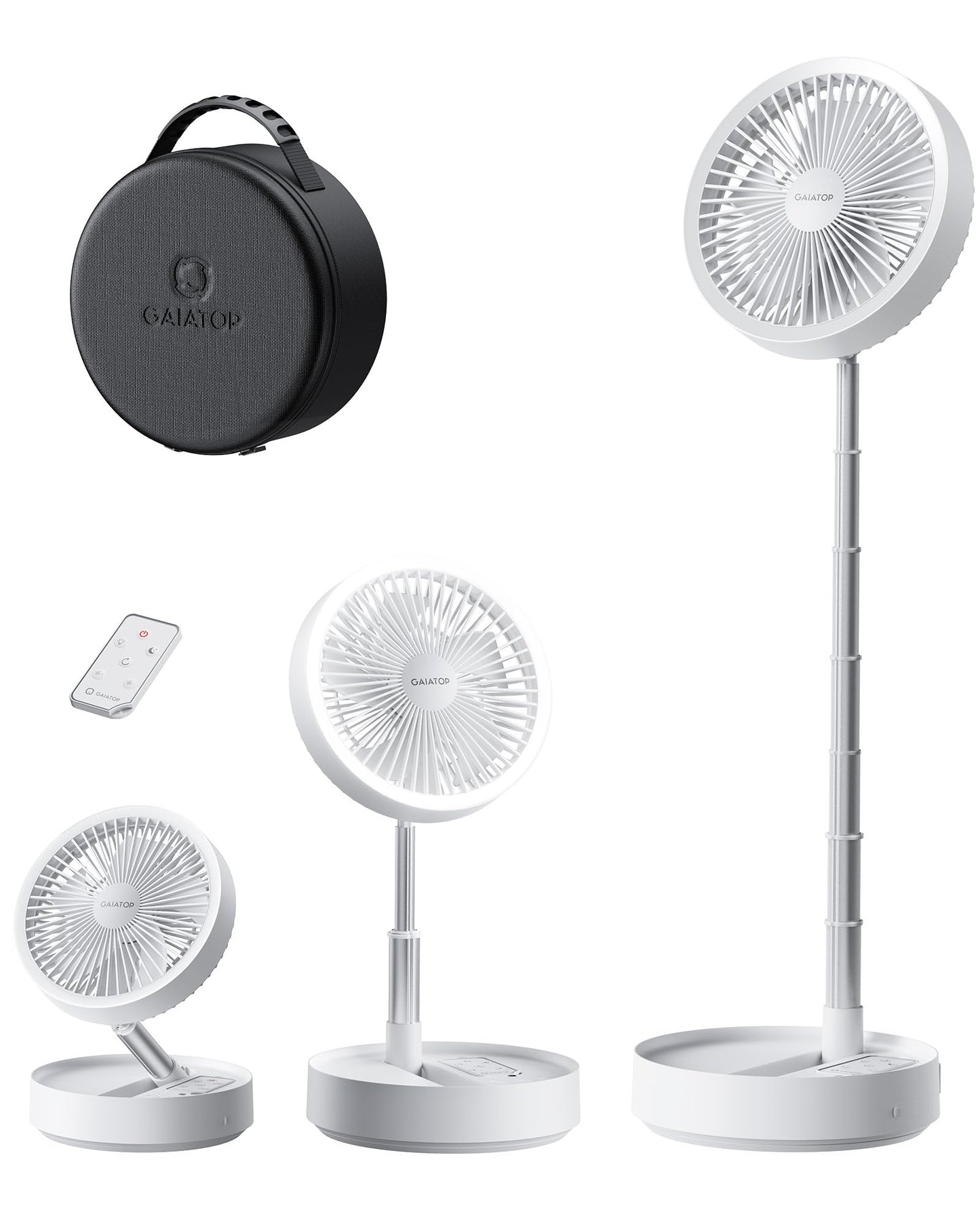 Gaiatop Portable Pedestal Fan 16000mAh Battery [Max 74h Runtime], Foldable Oscillating Standing