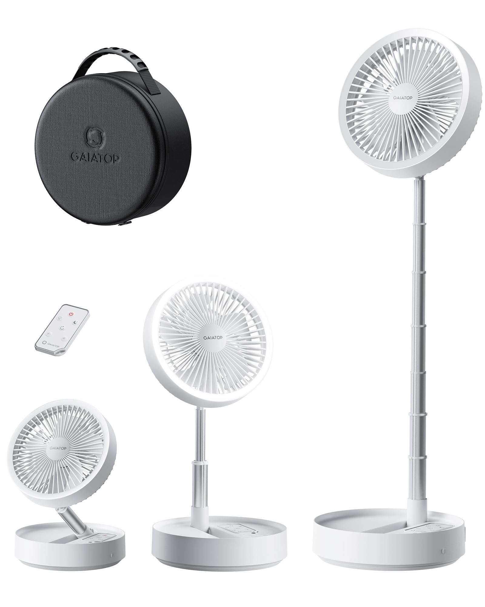 Gaiatop Portable Pedestal Fan 16000mAh Battery [Max 74h Runtime], Foldable Oscillating Standing