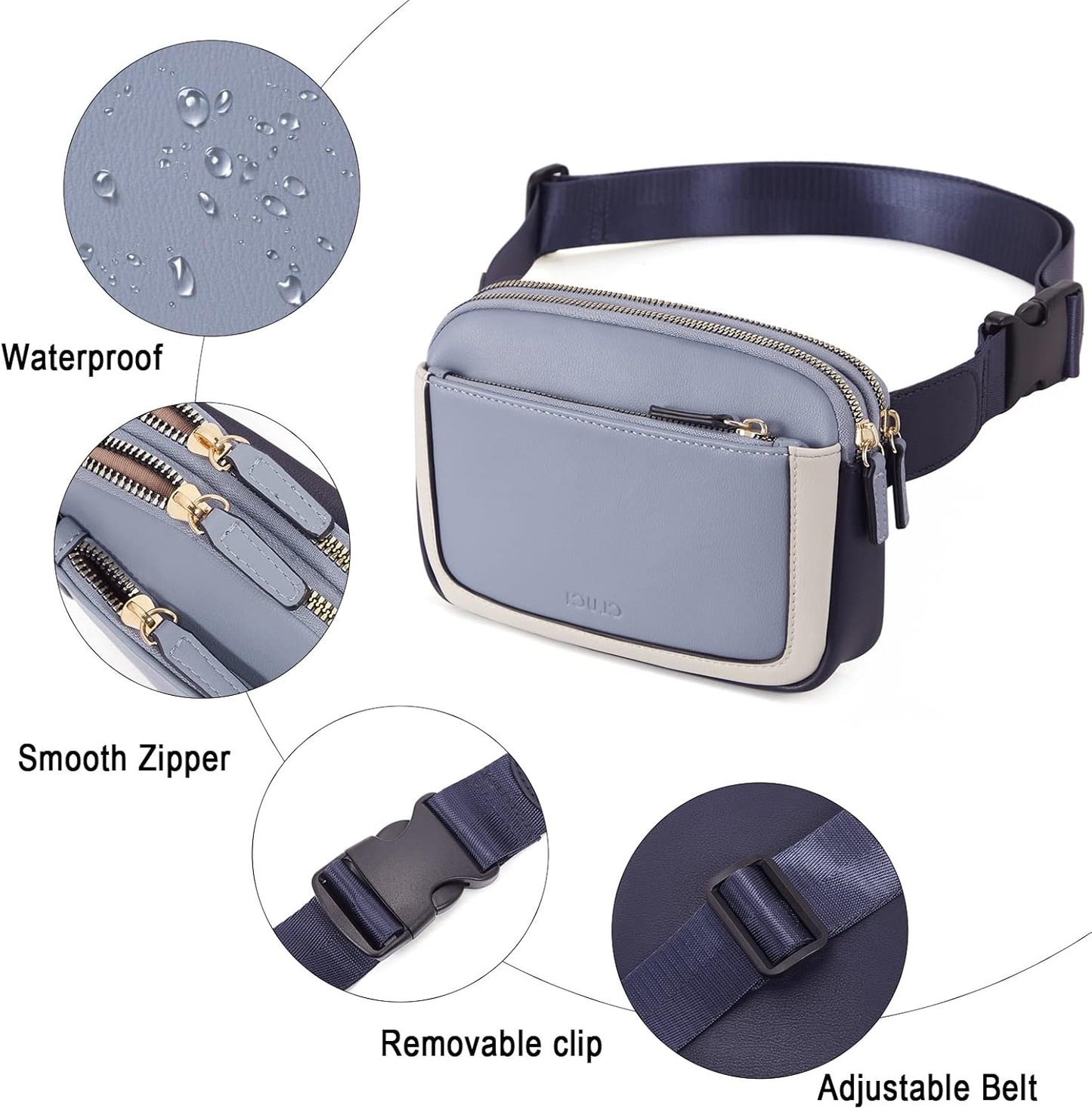 CLUCI Belt Bag for Women, Mini Everywhere Crossbody Waist Bag Adjustable Strap, Vegan Leather Women's Fanny Pack