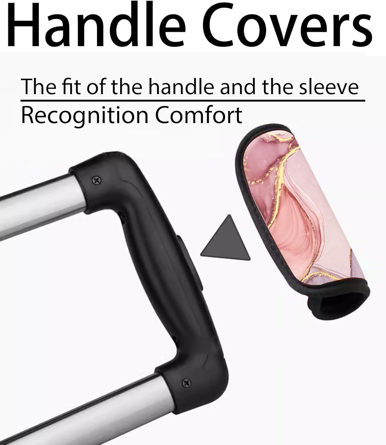 2 Pack Luggage Handle Wrap Travel Tags - Set of Luggage Tags for Suitcases, Identifiers, Marker, and Handle Covers - Cruise Accessories and Travel Gifts（Marble Pretty Pink)