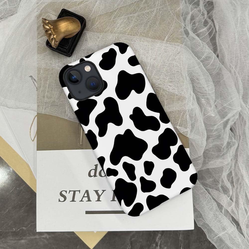 SEized Case Compatible with for iPhone 15 Plus,Black White Cow Pattern Phone Case for Girl Women Boy Men,Durable Protection Case for iPhone 15 Plus