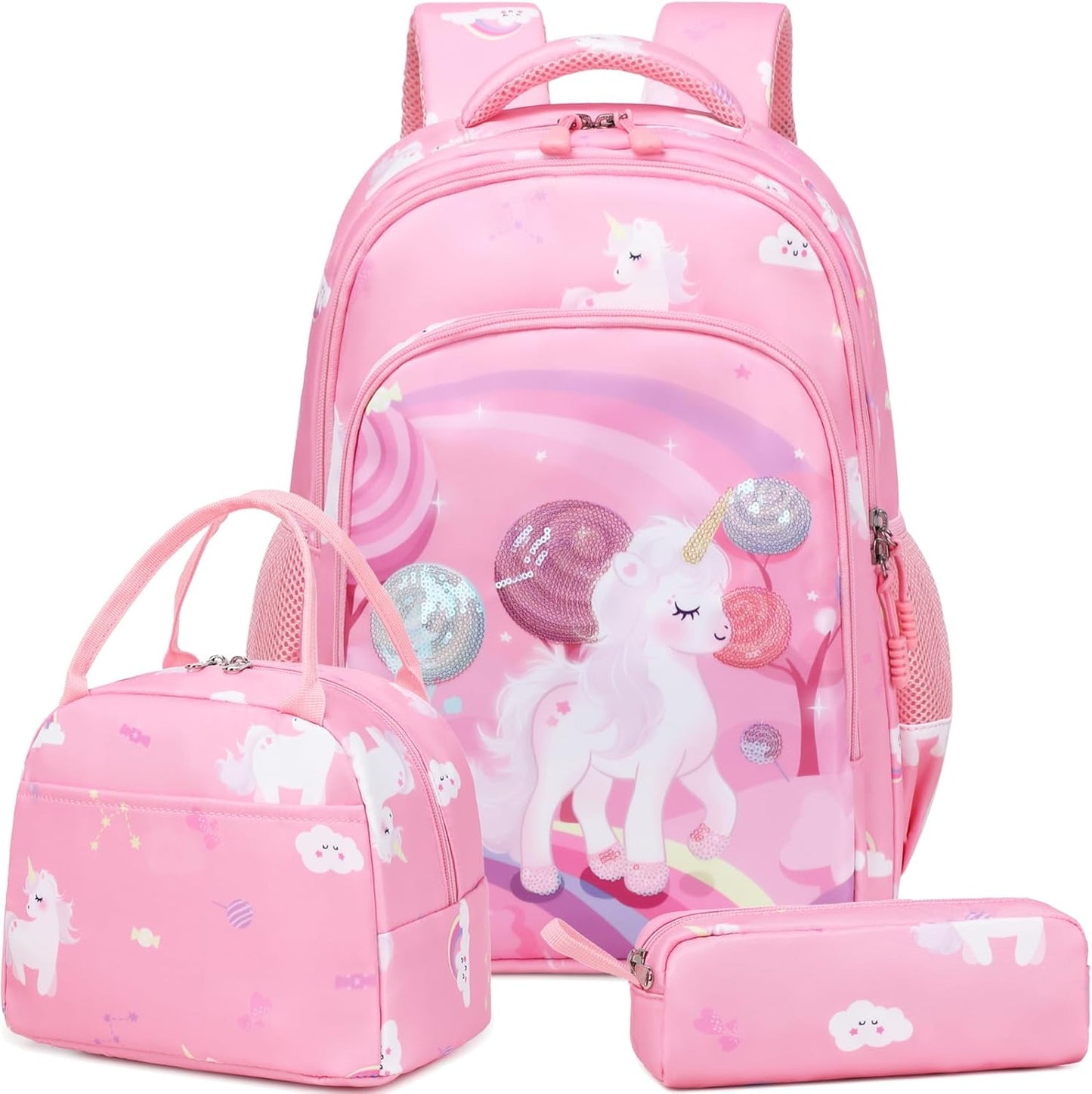 Meisohua Girls Backpack with Lunch Box 3 in 1 Set Kids Backpack for Girls Preschool Kindergarten Elementary School Backpack