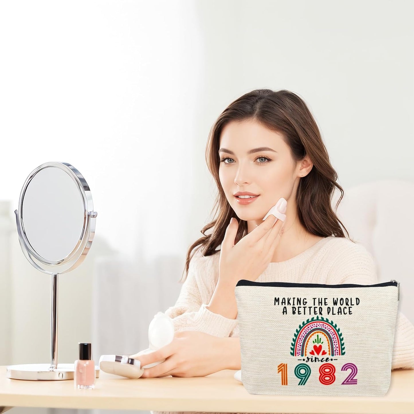 43rd Birthday Gifts Women Makeup Bag, Happy 43rd Birthday Decorations Woman, Best 43 Year Old Gifts Ideas for Her, Mom, Wife, Sister, Mothers Day, 1982 Anniversary Party Favors, Christmas