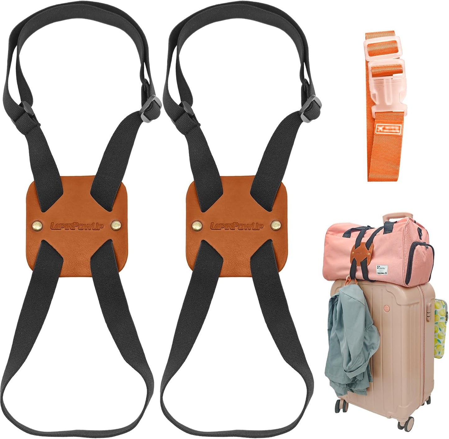 Luggage Straps Bag Bungees, Adjustable TSA-Approved – High Elastic Suitcase Belt for Securing Carry-On (2 Pack Brown)