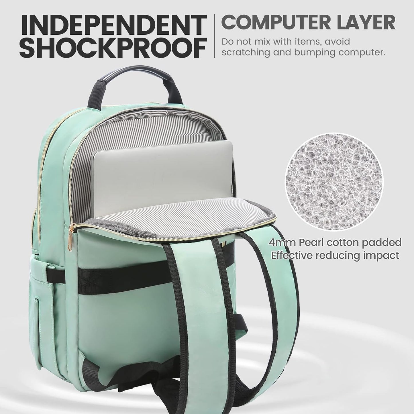 LOVEVOOK Laptop Backpack for Women 18.4 inch,Cute Womens Travel Backpack Purse,Professional Laptop Computer Bag,Waterproof Work Business College Teacher Bags Carry on Backpack with USB Port,Mint Green