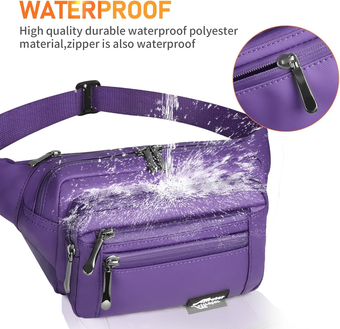Waist Pack Bag Fanny Pack for Men&Women Hip Bum Bag with Adjustable Strap for Outdoors Workout Traveling Casual Running Hiking Cycling (Purple)