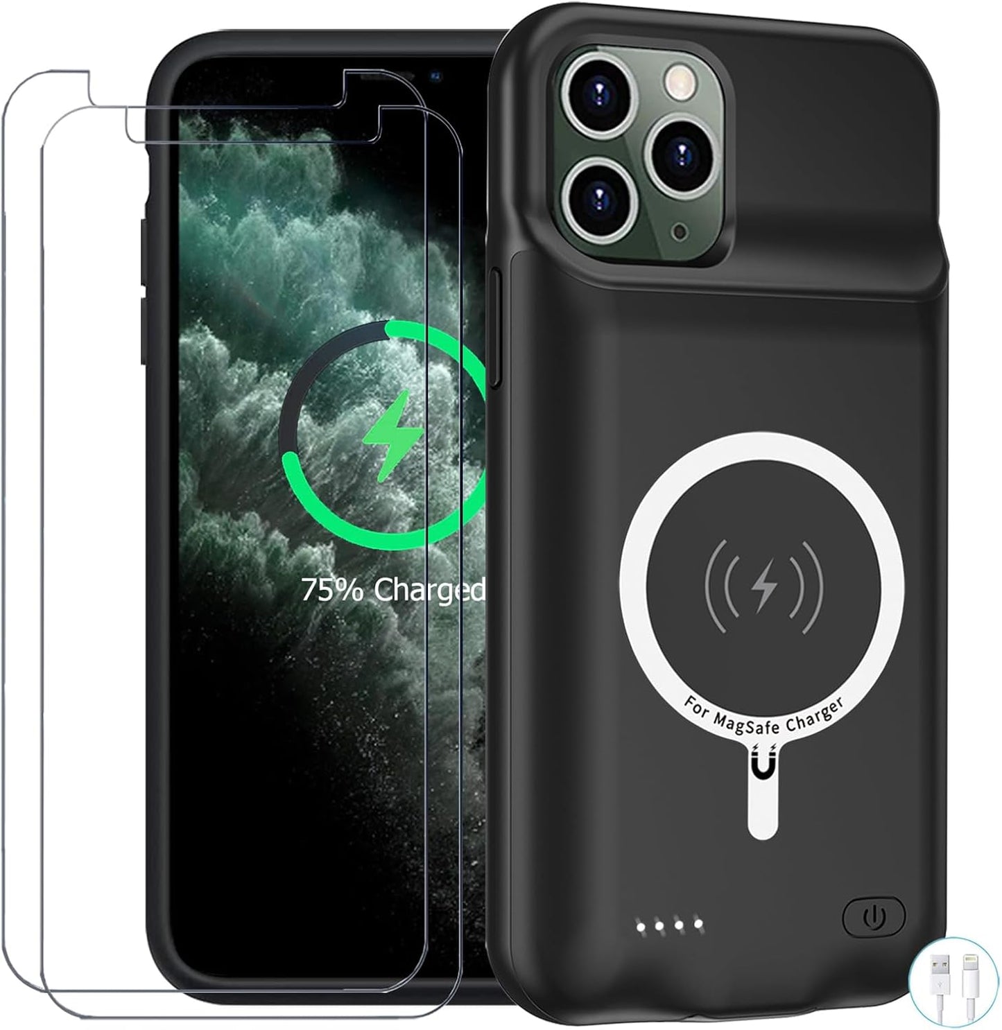 Battery Case for iPhone 11 Pro, Enhanced 10000mAh Portable Protective Wireless Charging Case Support Carplay Compatible with iPhone 11 Pro (5.8 inch) Rechargeable Extended Battery Charger Case (Black)