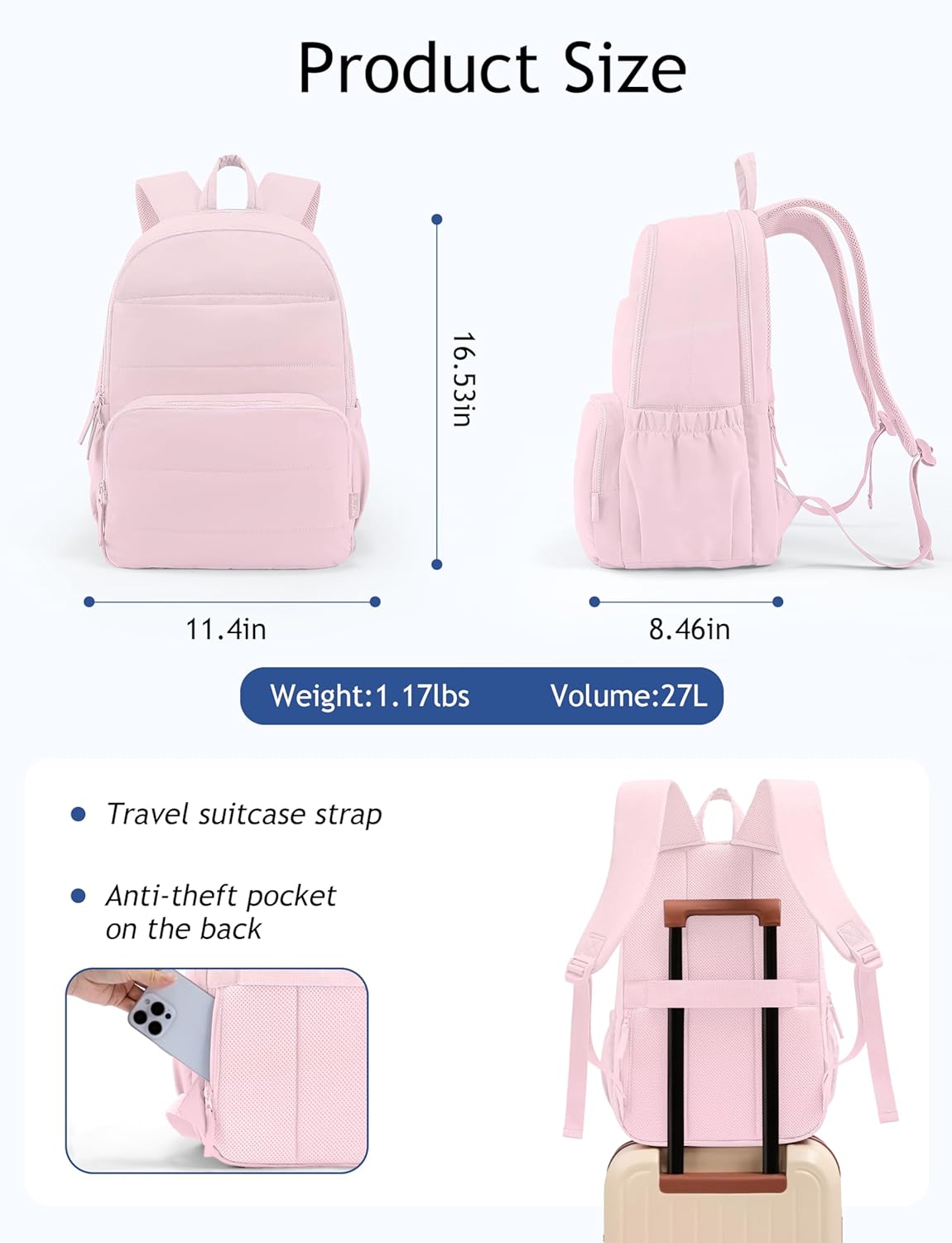 Travel Backpack for Women, 15.6 Inch College Laptop Backpack, Water Resistant Work Backpacks, Cute