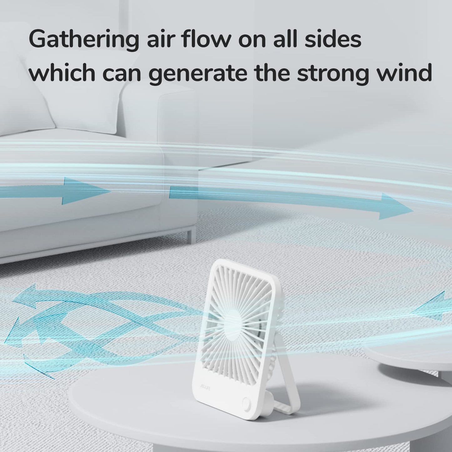 JISULIFE Desk Fan Battery Rechargeable, 180°Foldable Portable Personal Fan