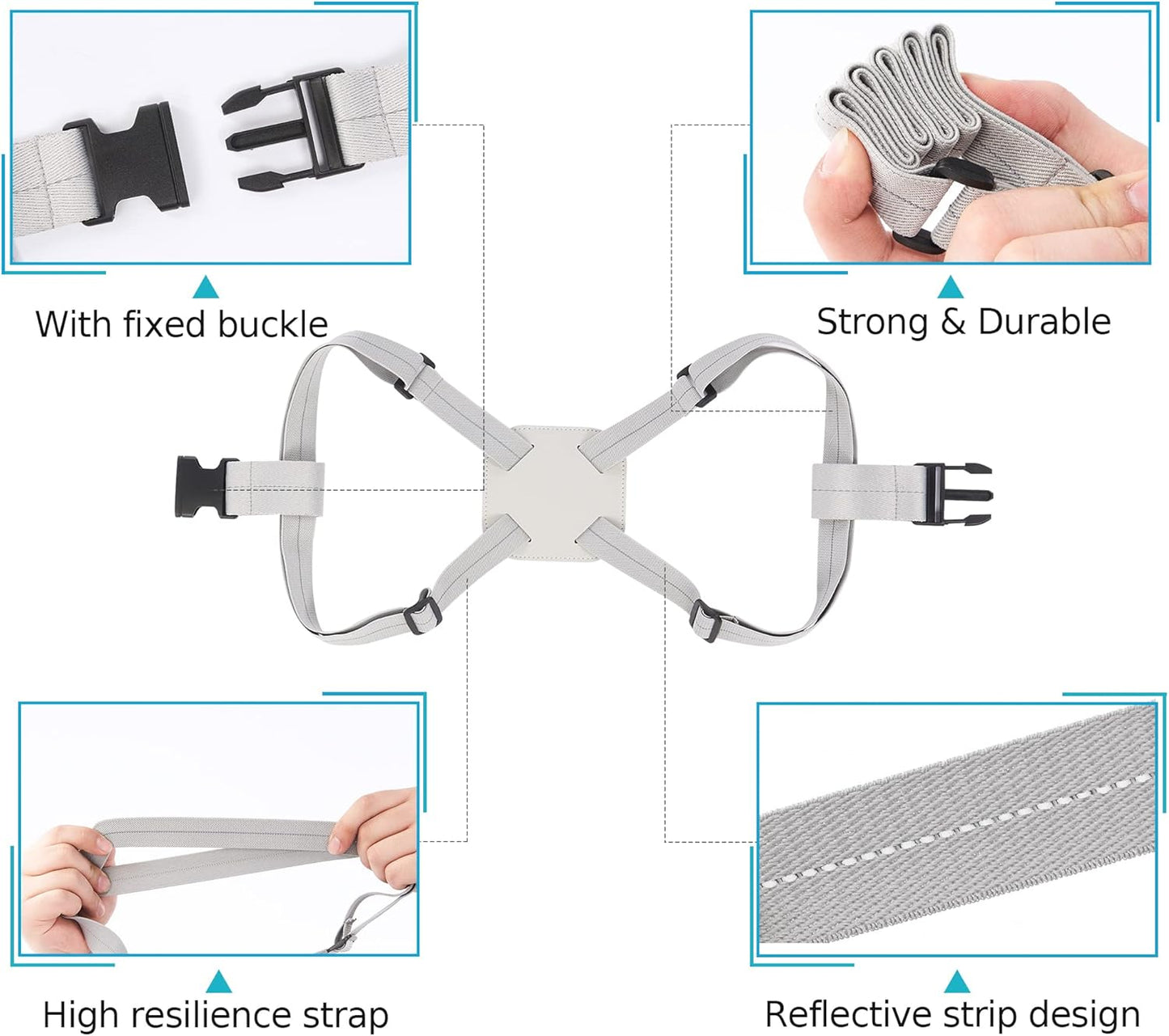 Travelkin Luggage Straps - Bungees for Suitcases, Add a Bag, Travel Bag Bungee Belt for Luggage Carry On (Grey 2 Pack)