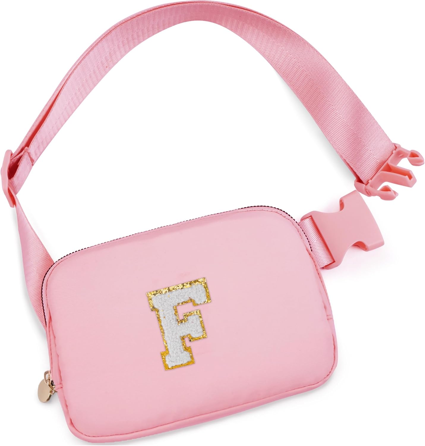 Belt Bag Crossbody Bags for Girls Women - Gifts for 8 9 10 11 12 13 Year Old Girl - Teen Birthday Gifts - Small Waist Packs Trendy Kids Fanny Pack - Initial White F,Pink Bag