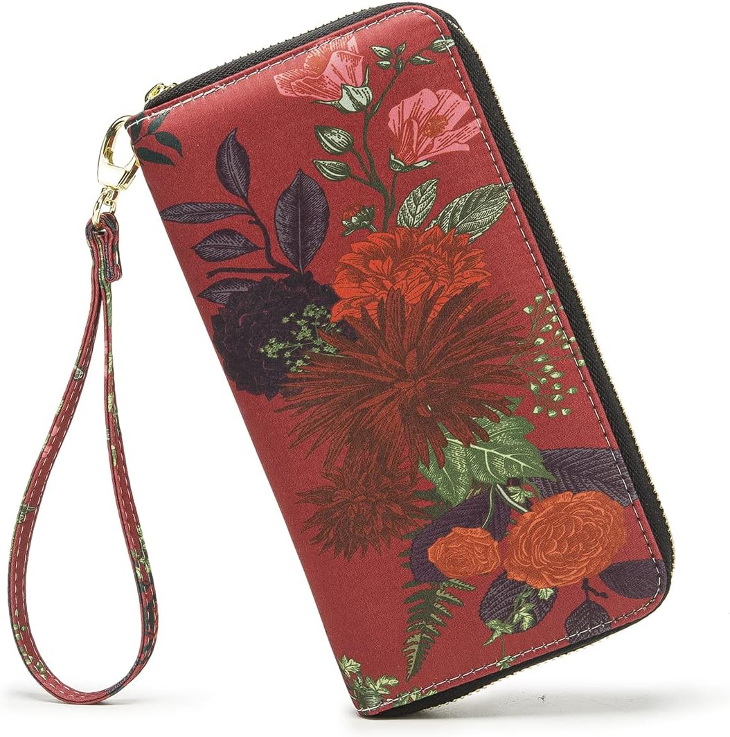 Women Wallet Card RFID For Womens Holder Blocking Credit Small Zipper Purse Pocket Bifold Slim Coin ID Ladies Wristlet Clutch Large Capacity Window Case Travel Zip Women's