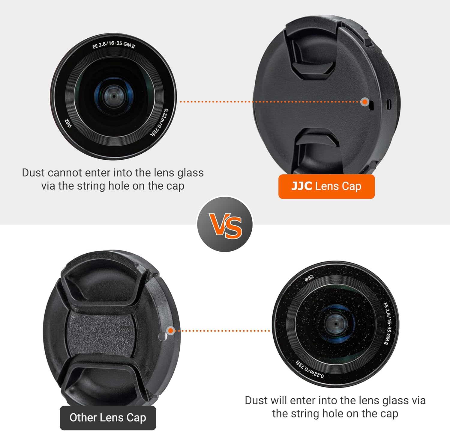 JJC 2-Pack 52mm Front Lens Cap Cover with Elastic Cap Keeper for Nikon D3000 D3100 D3200 D3300