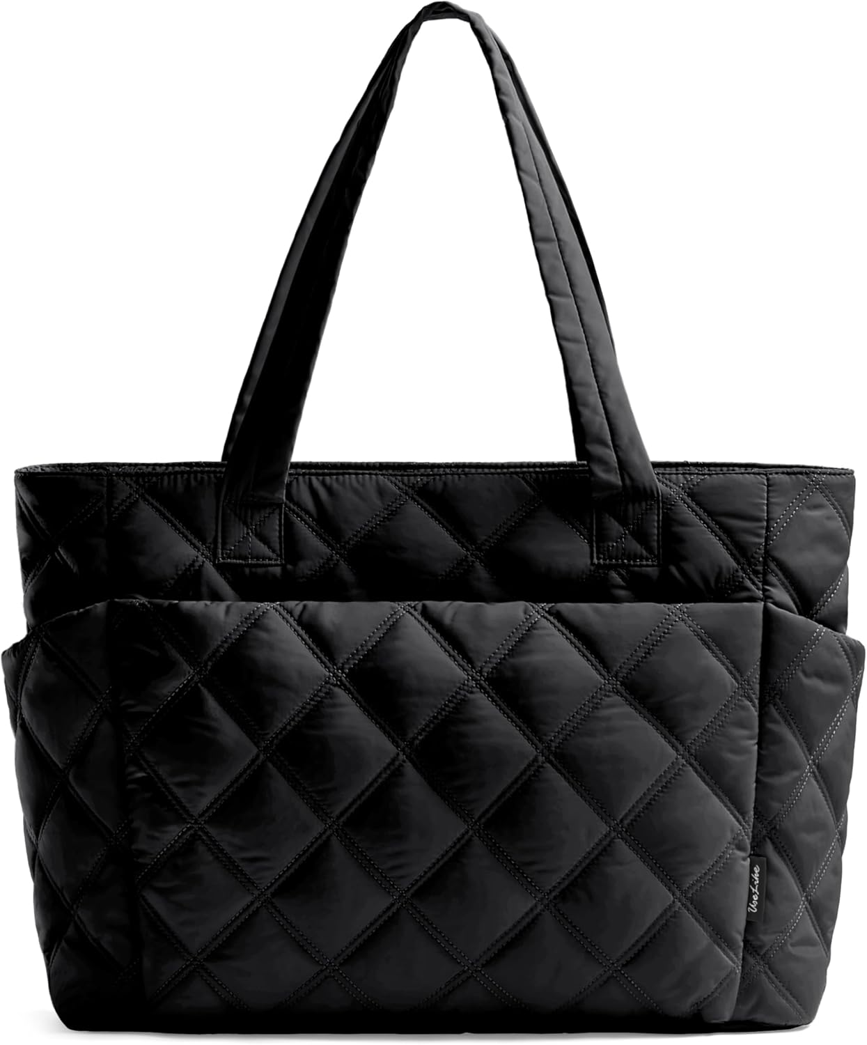 Tote Bag for Women, Lightweight Puffer Tote Work Bags with Compartments for Travel, Quilted Shoulder Bag with Zipper