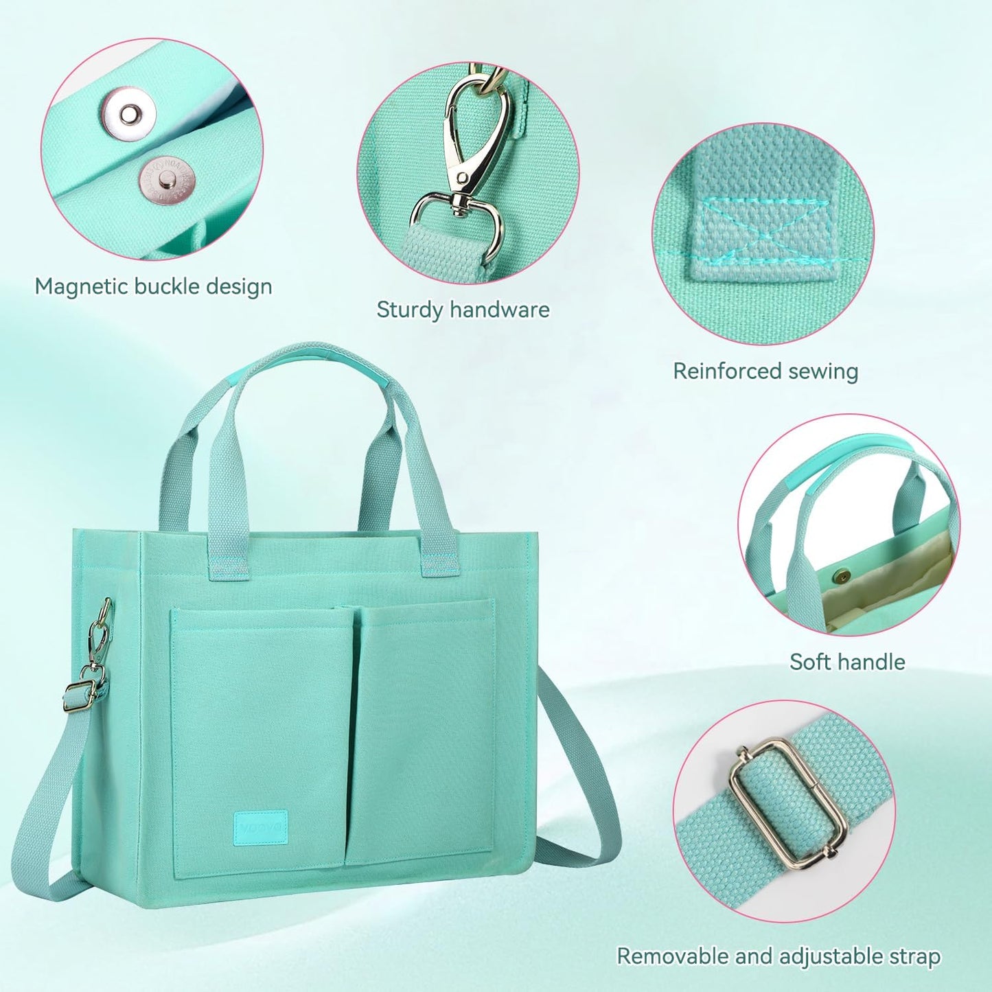 Voova Large Canvas Tote Bag for Women, Womens Laptop Work Bags Crossbody Purse Handbag Shoulder Travel Messenger Totes